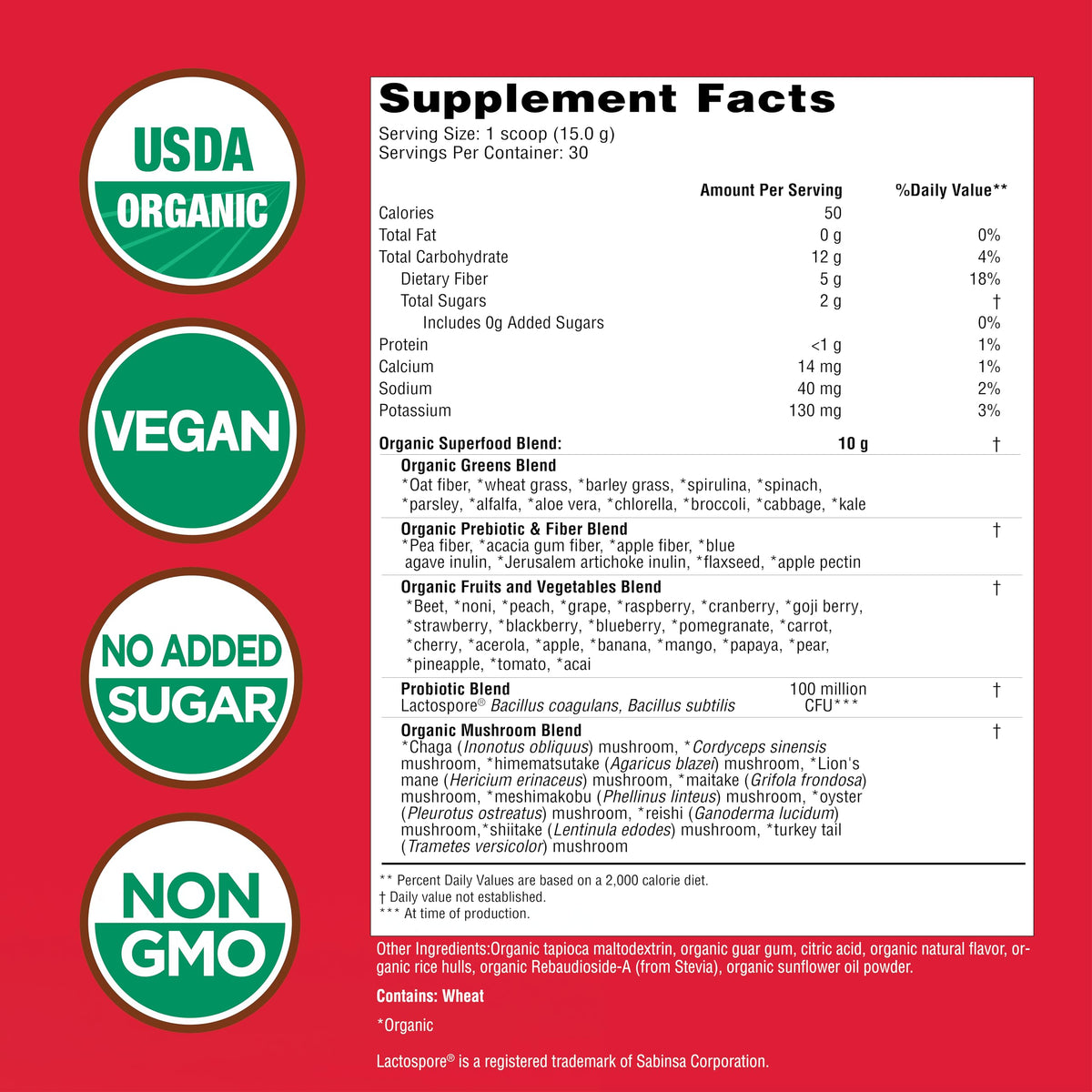 Country Farms Super Greens Berry Flavor, 50 Organic Super Foods, USDA Organic Drink Mix (Wheat Grass, Spirulina, Chlorella) Mushrooms & Probiotics, with Fiber, Gut Health, Natural Energy, 30 Servings Country Farms buy supplements Au