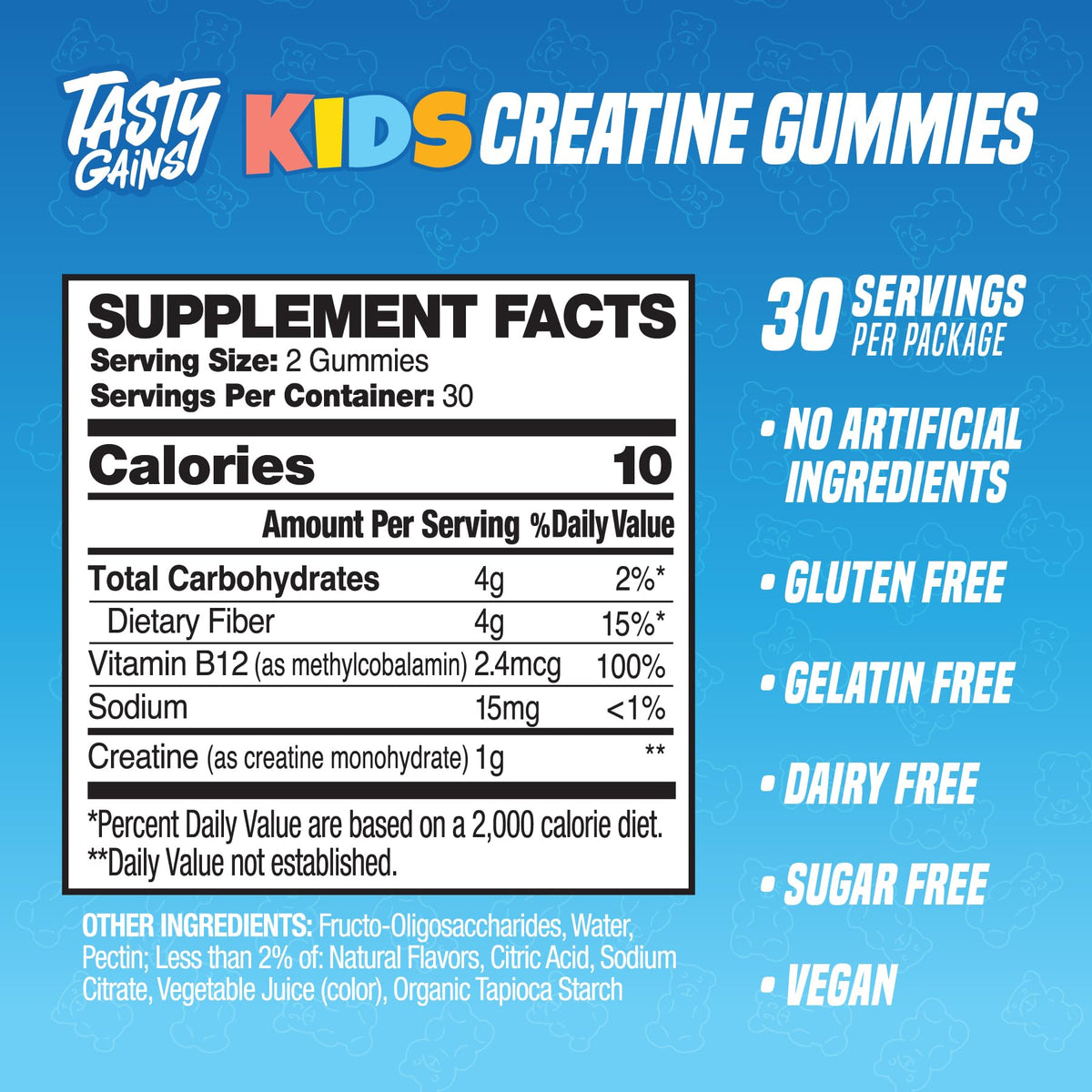 TASTY GAINS Kids & Teen Creatine Gummies with Vitamin B12 for Growth Support, Easy Chew Daily Supplement, Gummy Vitamins for Kids and Teens, Ages 5+ TASTY GAINSBuy Supplements Australia