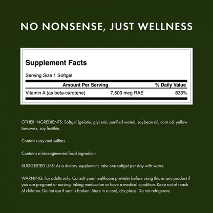 Swanson Beta-Carotene Vitamin A 25,000 IU Eye and Skin Health Supplement for Adults Seeking Vision and Immune Support - 7,500 mcg (300 Softgels) Swanson buy supplements Au