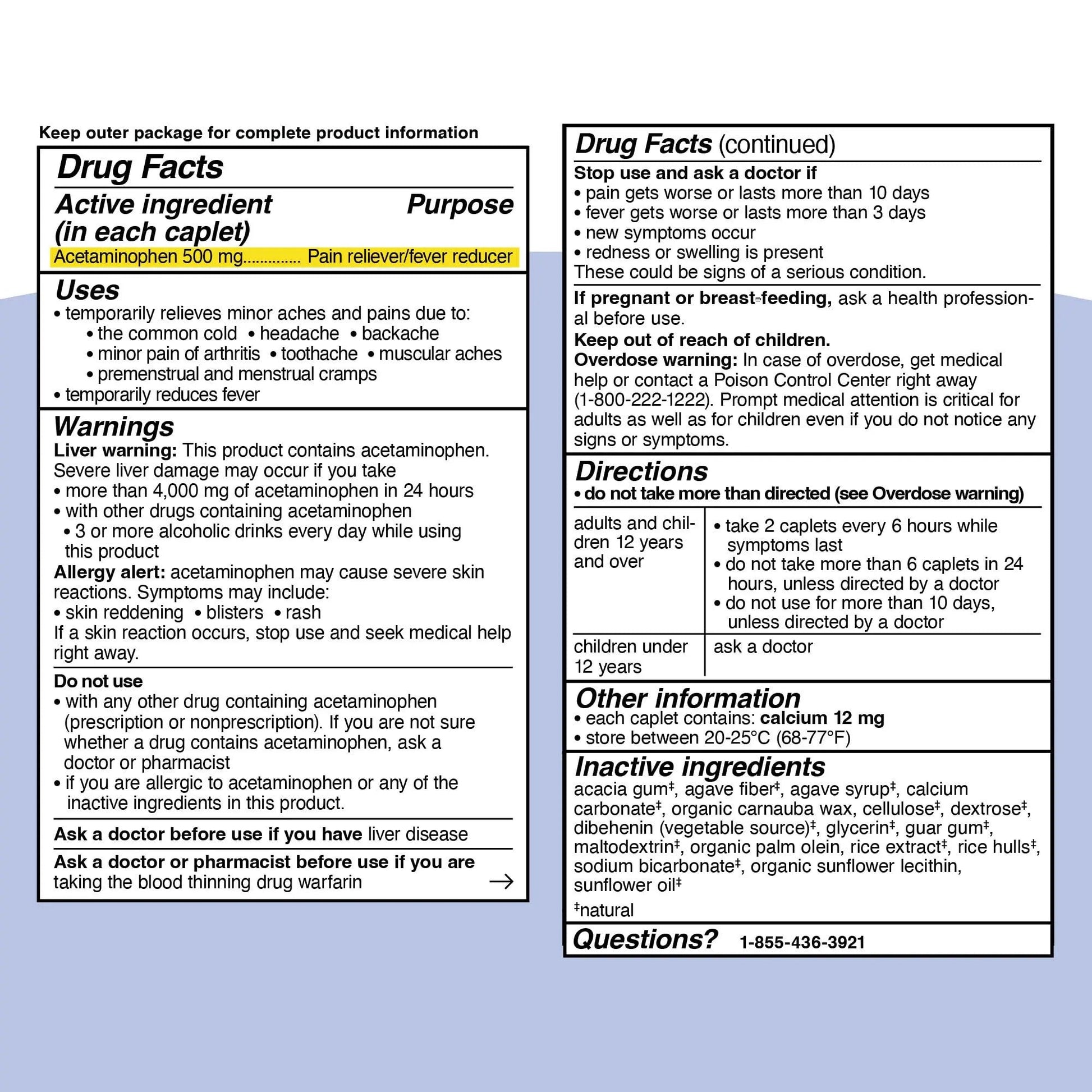Genexa Clean Acetaminophen 500mg Extra Strength, Dye Free Pain Reliever Fever Reducer, 0% Artificial Additives, Pain Medicine for Adults, Relieves Headache, Backache, Minor Arthritis Pain, 100 Tablets GenexaBuy Supplements Australia