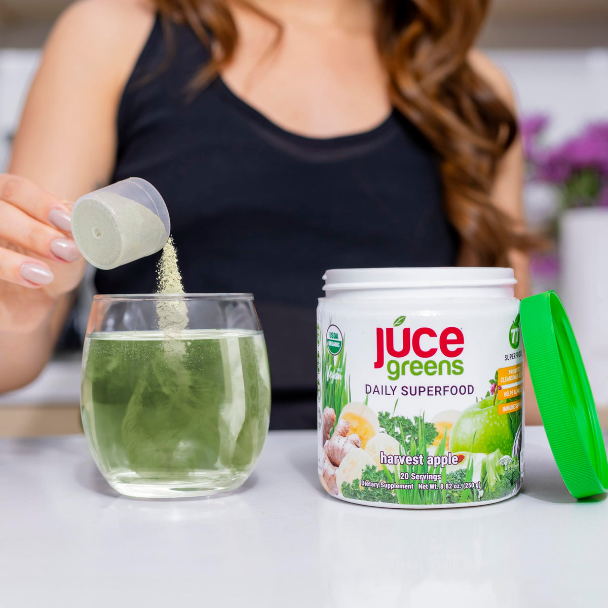 Terra Kai Organics JUCE Green Superfood Powder, Organic Fruits and Veggies Supplement W/ 77 Superfoods Plus Prebiotic Probiotic Blend, Harvest Apple Flavor - 20 Servings (250 g) Terra Kai OrganicsBuy Supplements Australia