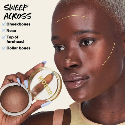 Kosas Sun Show Glowy Warmth Baked Bronzer - Contouring Powder for Cheekbones, Nose & Jawline - Enriched with Concentrated Fatty Acids - Talc-Free, Vegan & Hypoallergenic - Tropic Kosas buy supplements Au