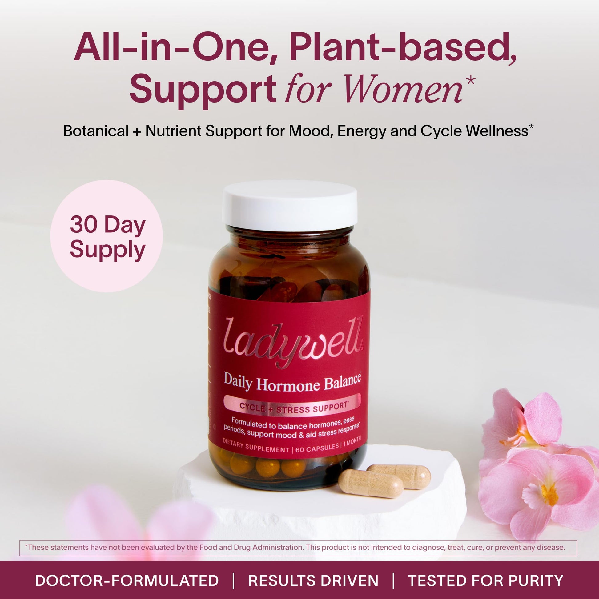 Ladywell Daily Hormone Balance Capsules | Natural Cycle Support for Women | Supports Mood, Bloating, Cramps, Skin Health & Cravings | with Chasteberry, B Vitamins, Ashwagandha, Saffron & More | 60 Ct Ladywell buy supplements Au