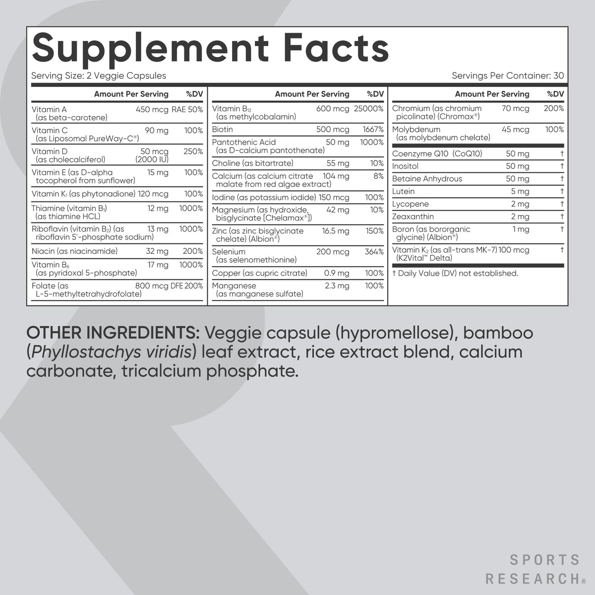 Sports Research® Multivitamin – Advanced Formula - 23 Essential Vitamins & Minerals with CoQ10 & Iodine - Daily Nutrient Support*- Non-GMO Tested & Gluten-Free -60 Veggie Capsules Sports Research buy supplements Au