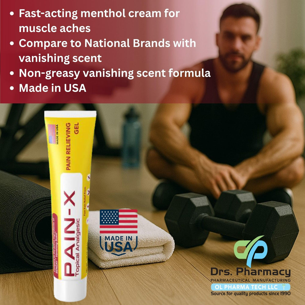 Drs. Pharmacy Pain-X Menthol Cream – Targeted Muscle & Joint Relief – 1.75 oz, Made in USA Drs. PharmacyBuy Supplements Australia