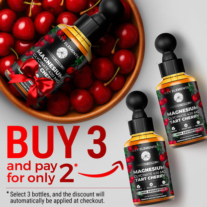 Liquid Magnesium Glycinate 420 Mg with Natural Tart Cherry Extract | Magnesium Glycinate Drops Supplement for Sleep, Mood & Mobility Support | Tart Cherry Extract KEY ELEMENTSBuy Supplements Australia