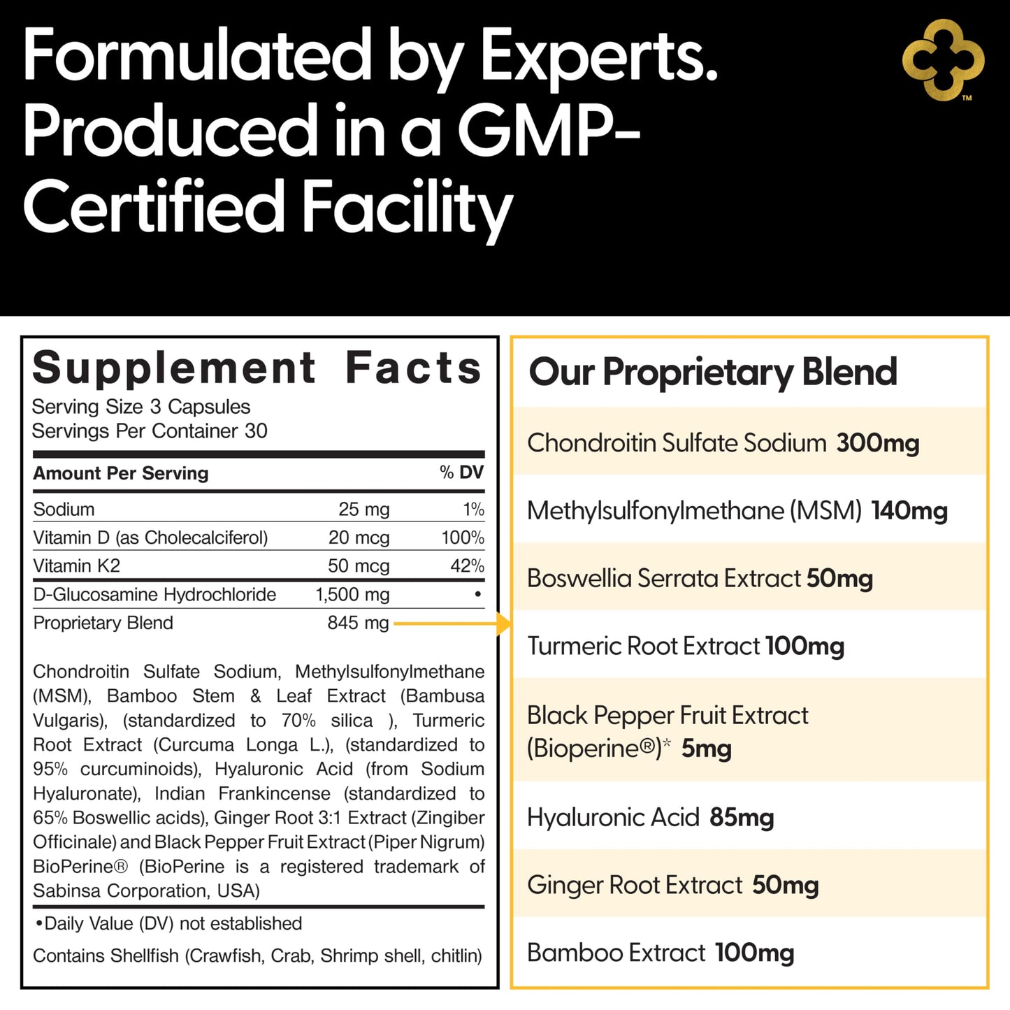 Campio Glucosamine Chondroitin MSM All-in-One Joint Support Supplement Turmeric, Hyaluronic Acid, Boswellia, Ginger Root, Bamboo, BioPerine, Black Pepper, Supports Joint Health & Flexibility 90 Count CampioBuy Supplements Australia