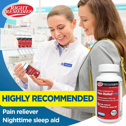 Right Remedies Extra Strength Pain Relief PM & Nighttime Sleep Aid Caplets,(300 count), Acetaminophen 500 mg & Diphenhydramine HCl 25 mg, Non-Habit Forming, Compare to Active ingredients of Tylenol PM RIGHT REMEDIESBuy Supplements Australia
