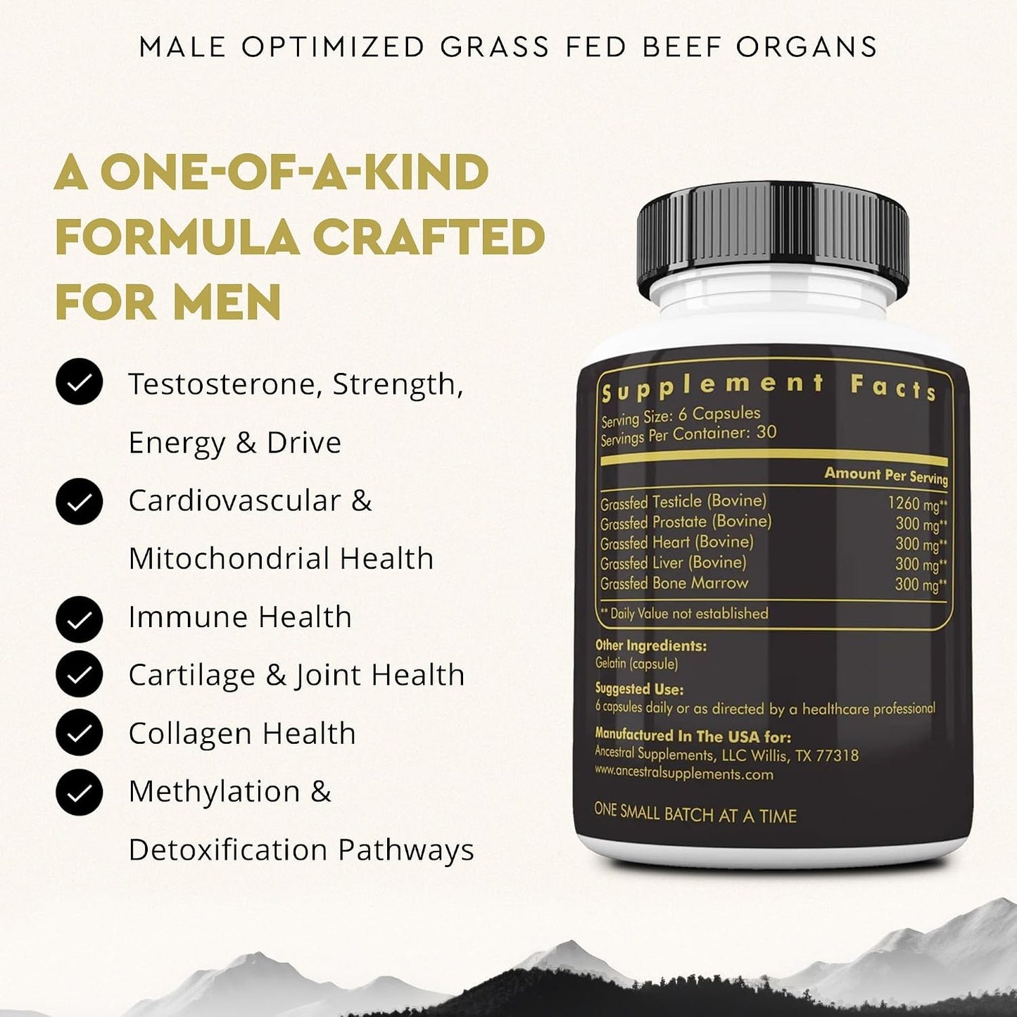 Ancestral Supplements Mofo & Bone and Marrow Bundle for Men – Supports Strength, Energy, Joint & Hormone Health – Grass Fed Beef Organ Blend with Collagen, Growth Factors & Whole Bone Extract