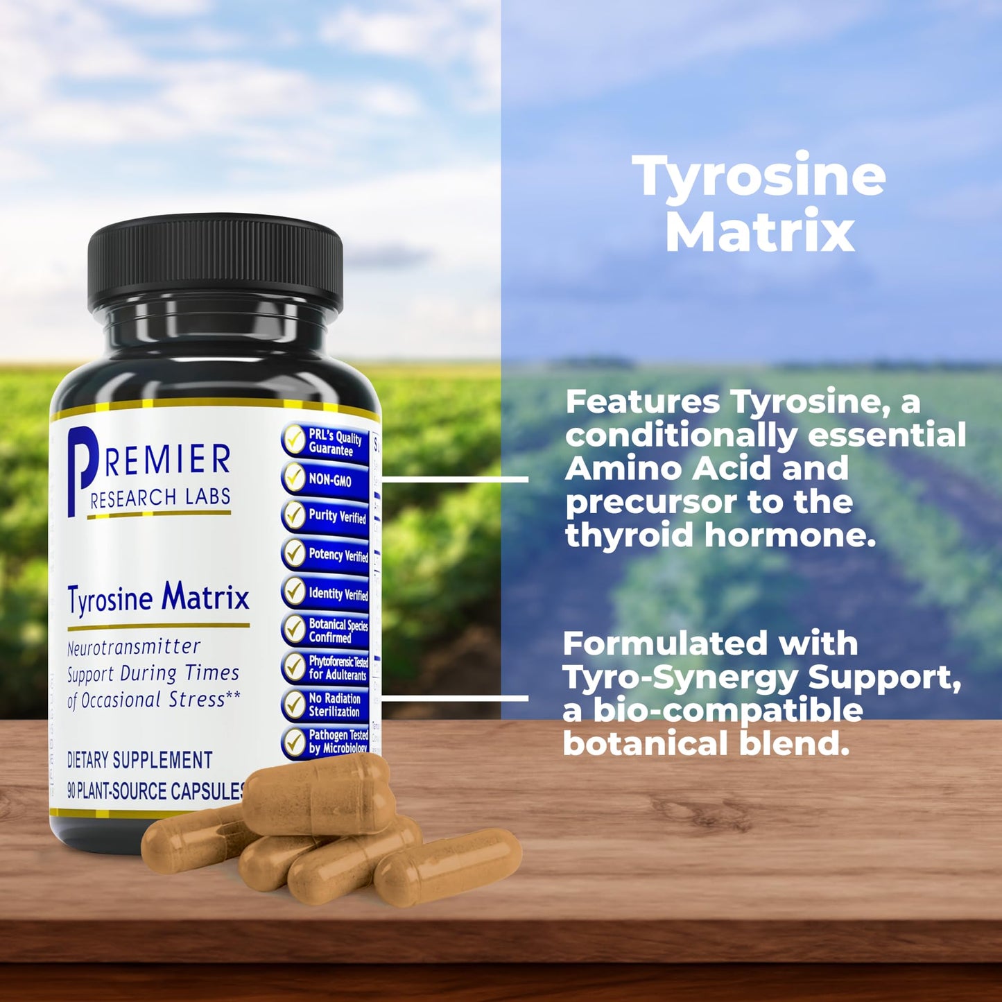 Premier Research Labs Tyrosine Matrix - L Tyrosine Supplement, L-tyrosine 944mg Capsules for Adults, Amino Acid Pills with Red Algae & Rhodiola Rosea - 90 Vegetarian Capsules Premier Research LabsBuy Supplements Australia
