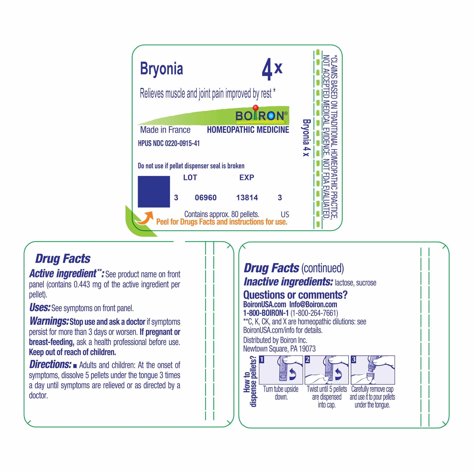 Boiron Bryonia 4X Homeopathic Medicine for Muscle & Joint Pain - 80 Pellets BoironBuy Supplements Australia