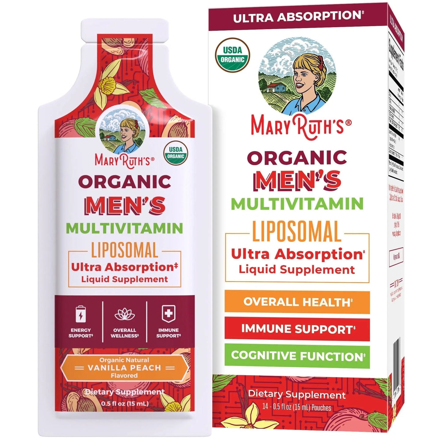 MaryRuth Organics Multivitamin for Men | USDA Organic | Sugar Free Mens Multivitamin Liposomal | Liquid Vitamins for Men | MARYRUTH'S