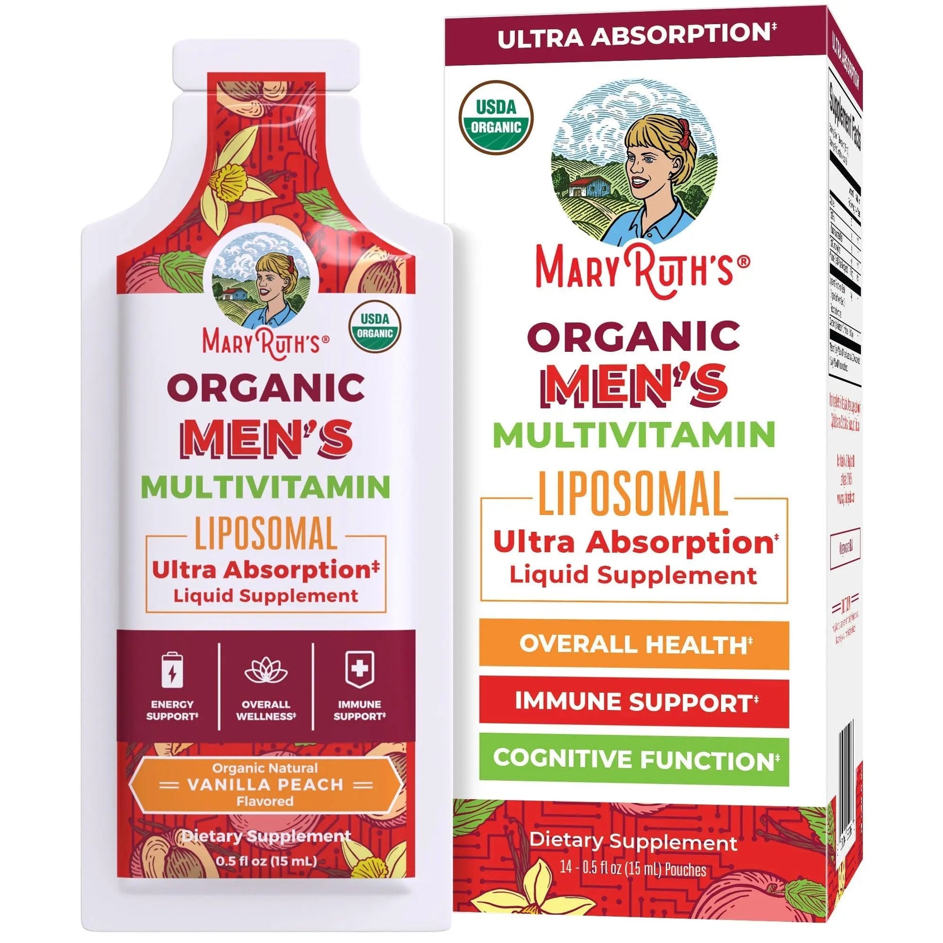 MaryRuth Organics Multivitamin for Men | USDA Organic | Sugar Free Mens Multivitamin Liposomal | Liquid Vitamins for Men | MARYRUTH'S