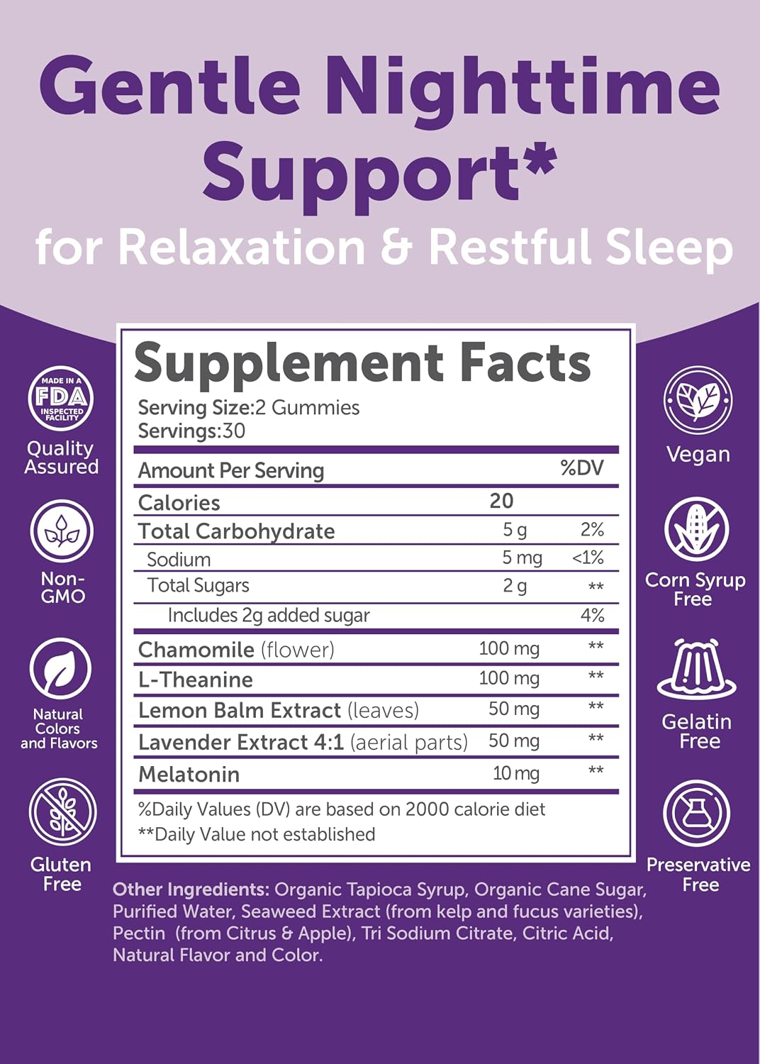 Lunakai Sleep Gummies for Adults with Melatonin 10mg & L-Theanine, 60 ct | USA Made, Non-Habit Forming, 5-in-1 Daily Sleep Aid Formula with Chamomile, Lemon Balm & Lavender, Melatonin Gummies, Non-GMO