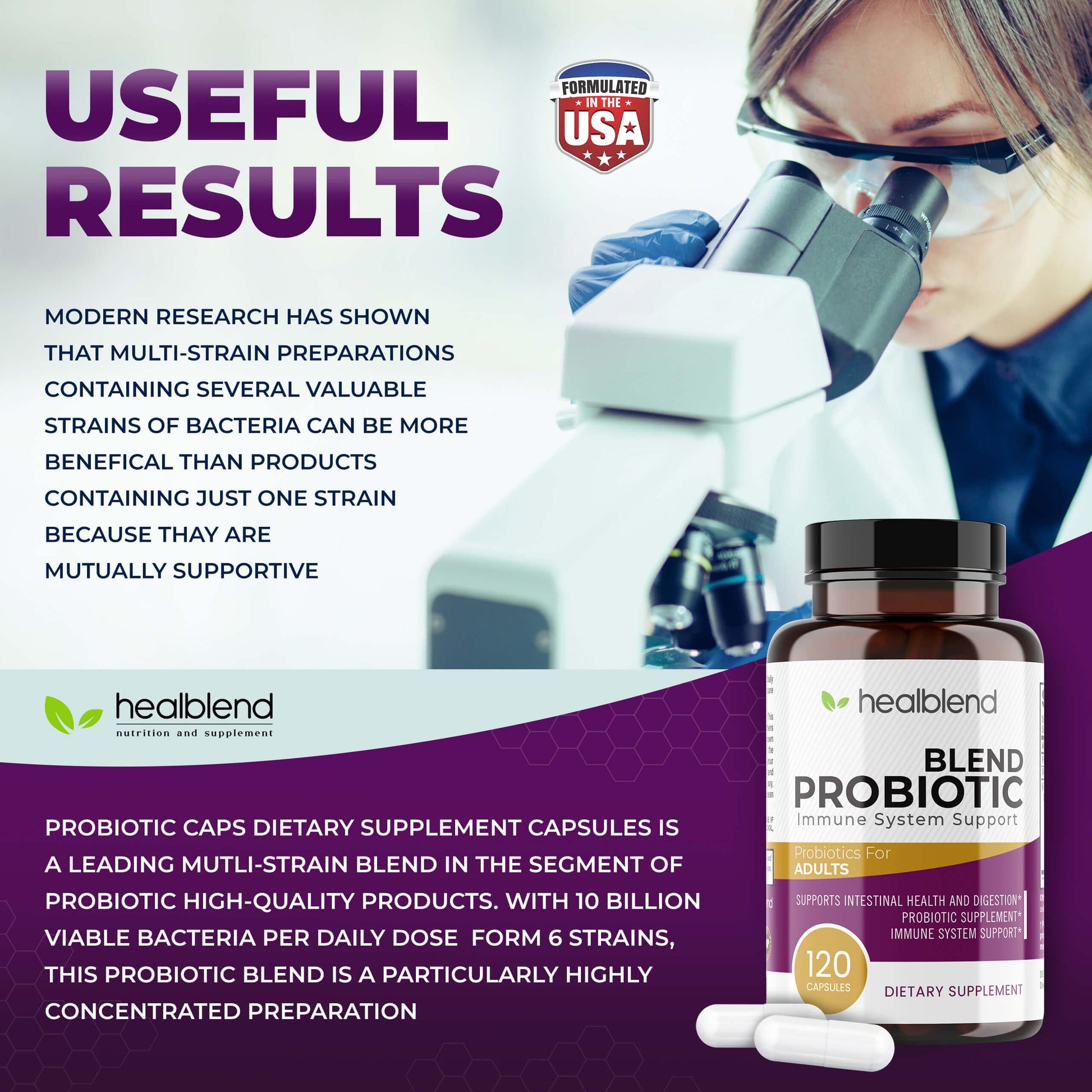 healblend Probiotic Caps Dietary Supplement Capsules, Probiotic for Women and for Men Digestive Health, Immune System Support, Non-GMO, Gluten-Free, 120 Veg Caps healblend buy supplements Au