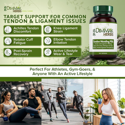 Tendon Mending Pills- Tendon & Ligament Support- Advanced Mobility Formula for Stiffness, Rotator Cuff & Achilles Recovery- Daily Soft Tissue & Injury Repair- TCM Formula