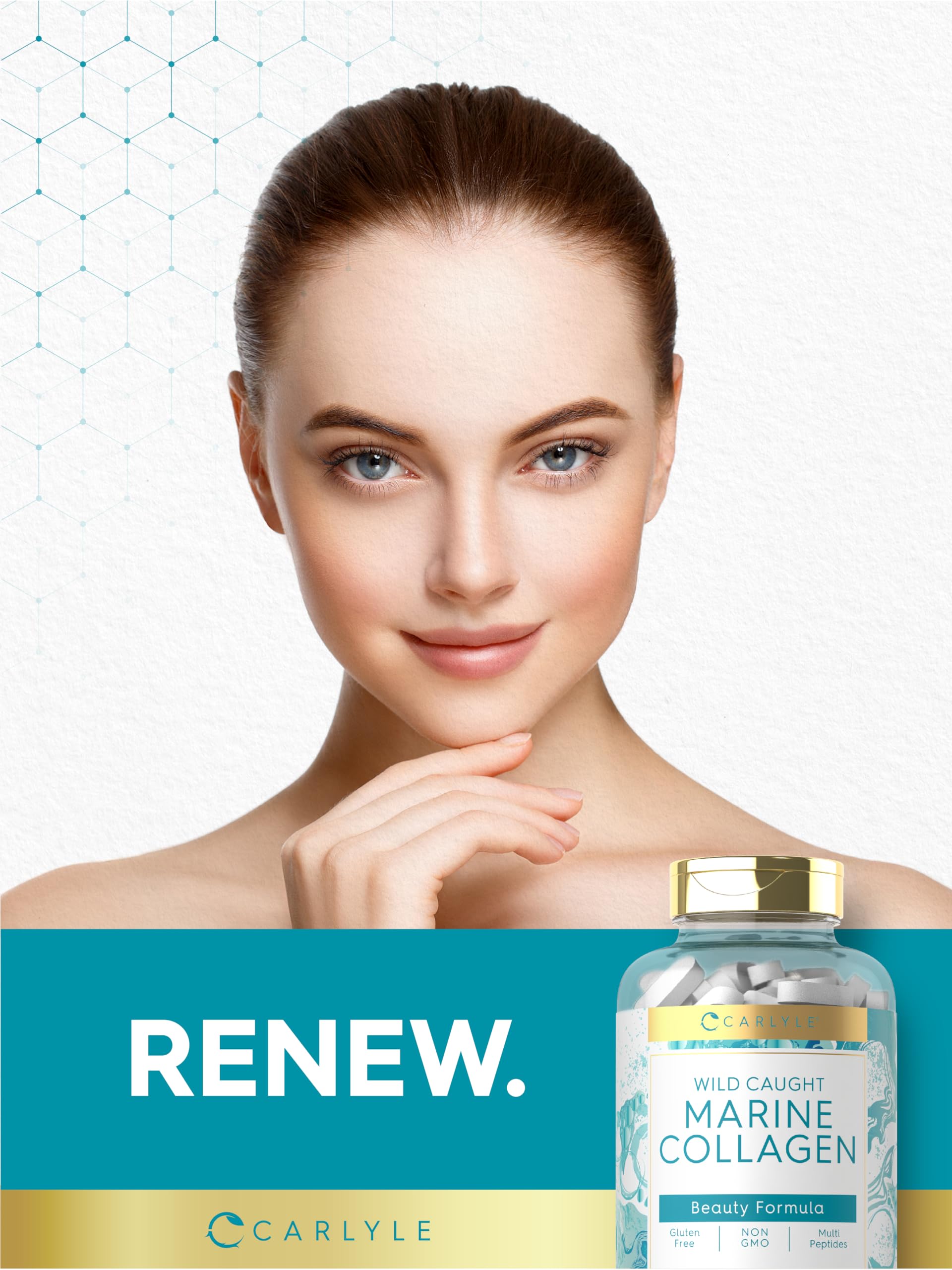 Carlyle Marine Collagen for Hair Skin and Nails | 250 Caplets | Peptides for Women and Men | Type I with Calcium | Non-GMO & Gluten Free Carlyle buy supplements Au