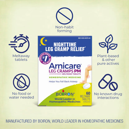 Boiron Arnicare Leg Cramps PM for Nighttime Relief from Cramping and Stiffness in Feet or Calves - 60 Tablets BoironBuy Supplements Australia