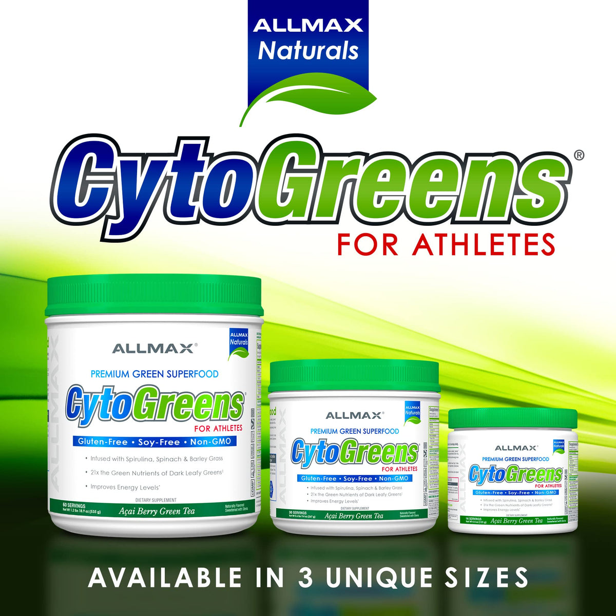 ALLMAX Naturals CytoGreens Super Greens Powder, Premium Green Superfood with Greens, Superfoods, Daily Greens Supplement, Acai Berry Green Tea, 14 Servings ALLMAXBuy Supplements Australia