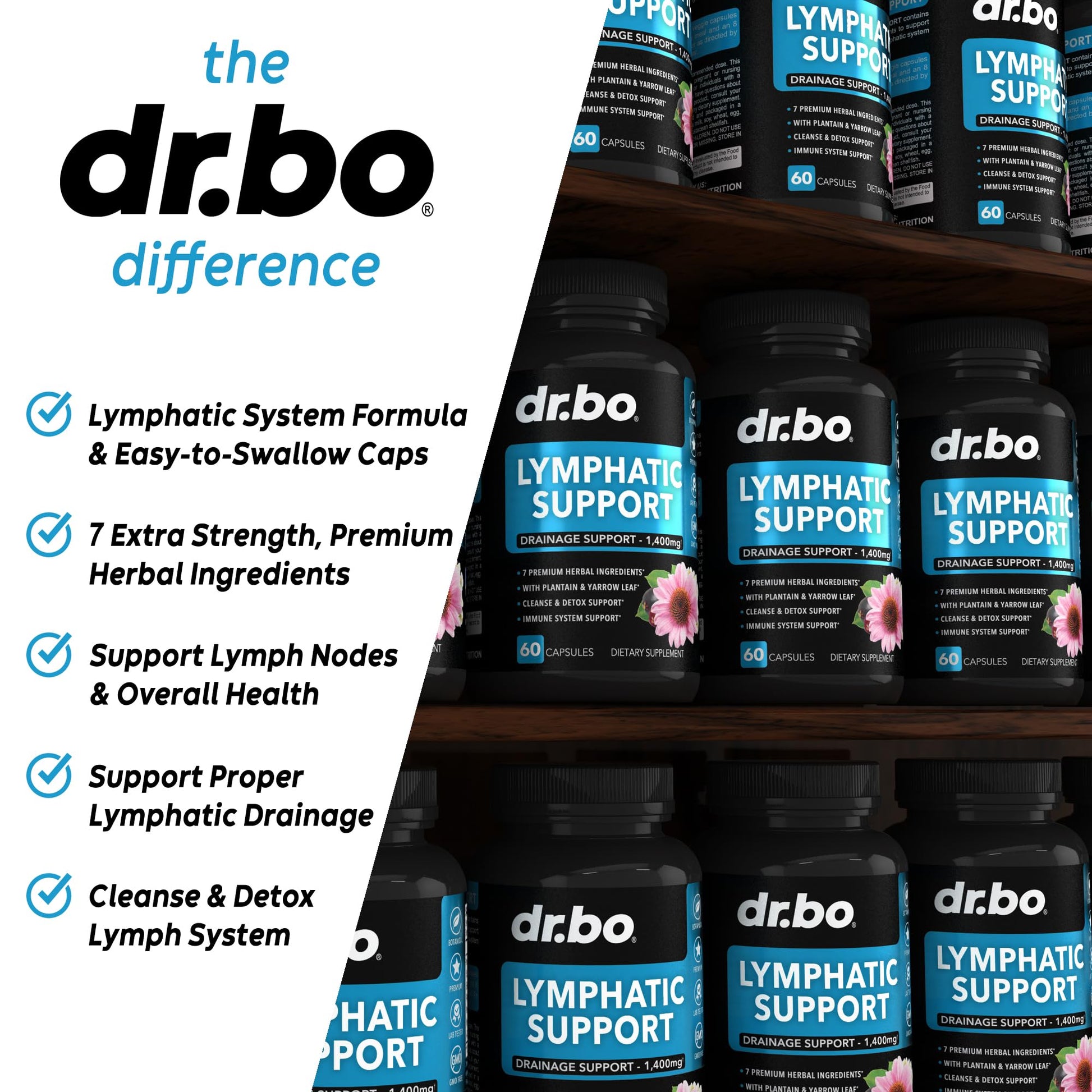 Lymphatic Drainage Supplements Pills - Lymphatic Support Total Herbal Cleanse Products with Echinacea Lymph System Support Supplement for Nodes Legs & Neck - Lymph Node Detox Cleanse System Drainage DR. BO buy supplements Au