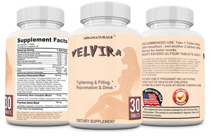 MINANATURALS VELVIRA Feminine Wellness Support Supplement for Women Herbal Rejuvenation Formula with Vitamins, Amino Acids & Collagen 30 Tablets MINANATURALS buy supplements Au