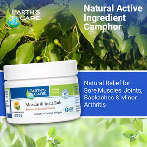 Earth's Care Muscle & Joint Rub - for Sore Muscles, Bruises, Aches and Strains - 2.5 OZ.