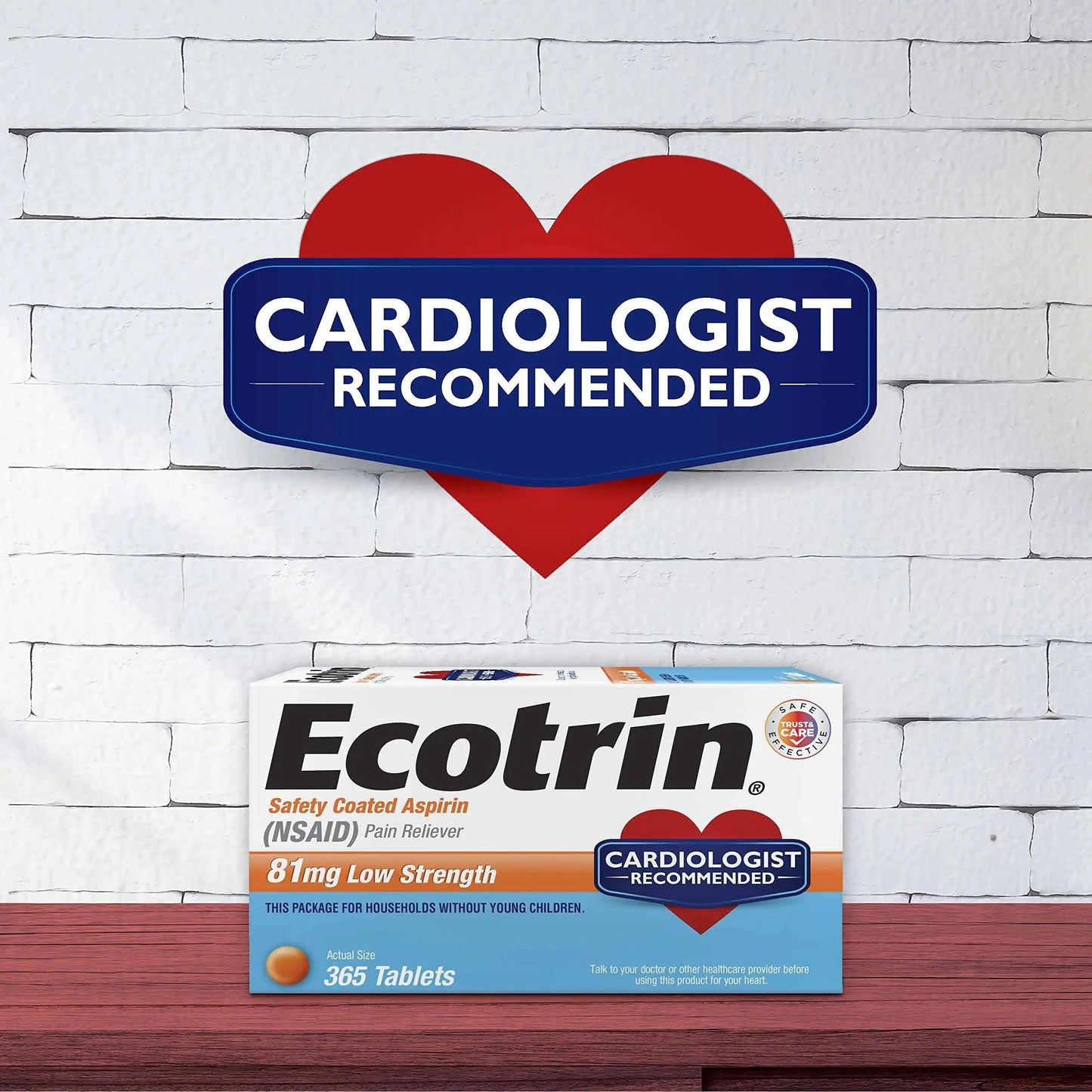 Ecotrin Safety Coated Aspirin Pain Reliever Tablets, Low Strength, NSAID 81mg, 45 ct (Pack of 3) EcotrinBuy Supplements Australia