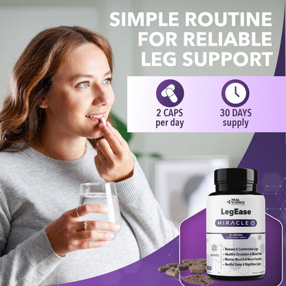 Real Science LegEase Miracle – All Natural Restless Legs Syndrome Relief & Leg Cramp Supplement with Vitamins C, D, K, B6, B12 + Nitric Oxide Support – Sleep & Circulation Aid – Made in USA, 60 Caps Real Science NutritionBuy Supplements Australia