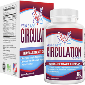 Vein & Leg Circulation (2-Month) Support Supplement with 8 Active Ingredients in 1 Formula | Leg + Vein | Blood Circulation Support Supplements | 60-Day Bulk Supply | 180 Capsules Elevate Recovery SupplementsBuy Supplements Australia