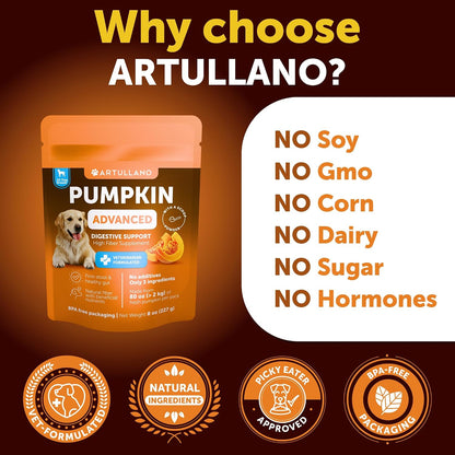 Pumpkin Powder for Dogs + Probiotic Chews Bundle - Fiber Supplement for Digestion, Gut Balance & Firm Stool - Gut Health, Immunity, Yeast Balance, Reduces Diarrhea & Gas, Enzymes & Prebiotics