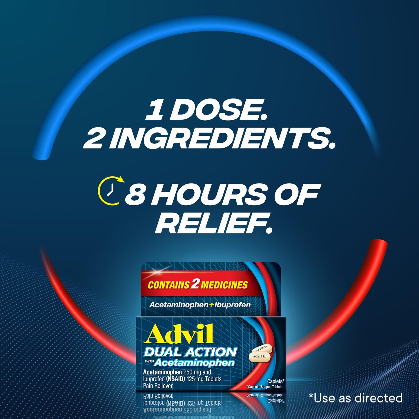 Advil Dual Action Coated Caplets, 125 Mg Ibuprofen and 250 Mg Acetaminophen per Dose (2 Dose Equivalent) for 8 Hour Pain Relief - 216 Count Advil buy supplements Au