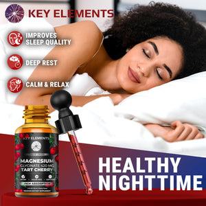 Liquid Magnesium Glycinate 420 Mg with Natural Tart Cherry Extract | Magnesium Glycinate Drops Supplement for Sleep, Mood & Mobility Support | Tart Cherry Extract KEY ELEMENTSBuy Supplements Australia