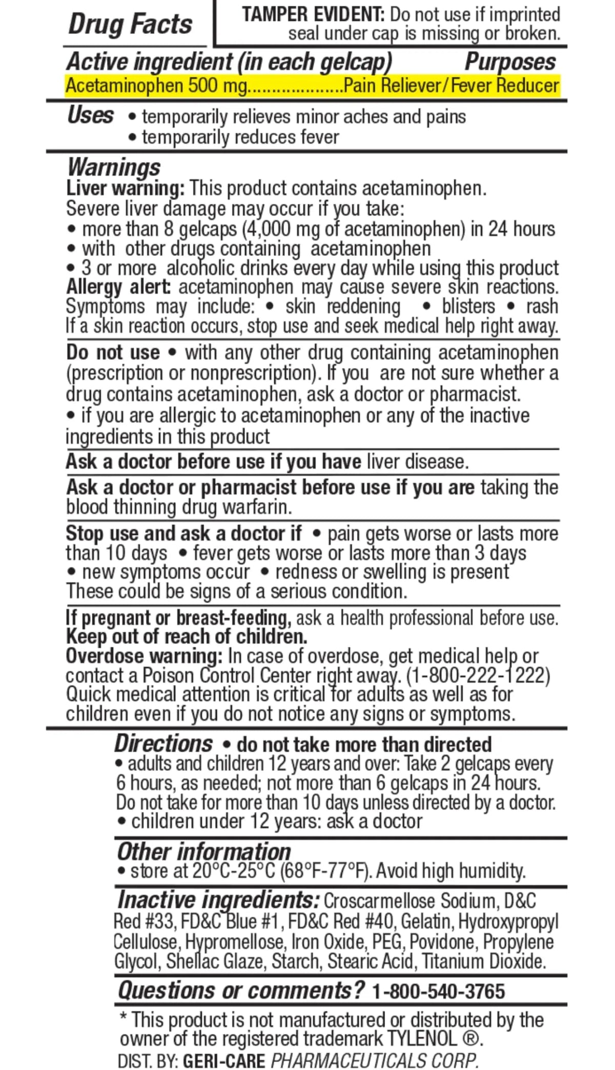MedRite Acetaminophen 500mg Extra Strength - 100 Rapid Release Gelcaps - Over-The-Counter Medication MedRiteBuy Supplements Australia