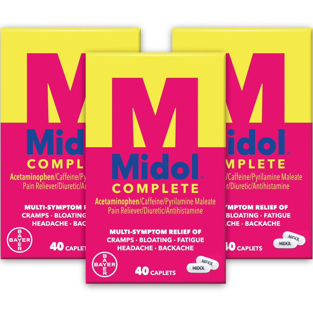 Midol Complete Menstrual Pain Relief Caplets with Acetaminophen for Period Cramps, and Menstrual Symptom Relief - 40 Count (Pack of 3) (Packaging May Vary) MidolBuy Supplements Australia