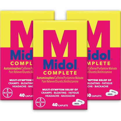 Midol Complete Menstrual Pain Relief Caplets with Acetaminophen for Period Cramps, and Menstrual Symptom Relief - 40 Count (Pack of 3) (Packaging May Vary) MidolBuy Supplements Australia