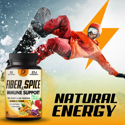 DEDICAD 27in1 Fiber and Spice Supplement - Combined with Organic Psyllium, Whole Apple, Elderberry & More - Support Mood, Body & Immunity - 90 Capsules for 1 Month DEDICAD buy supplements Au