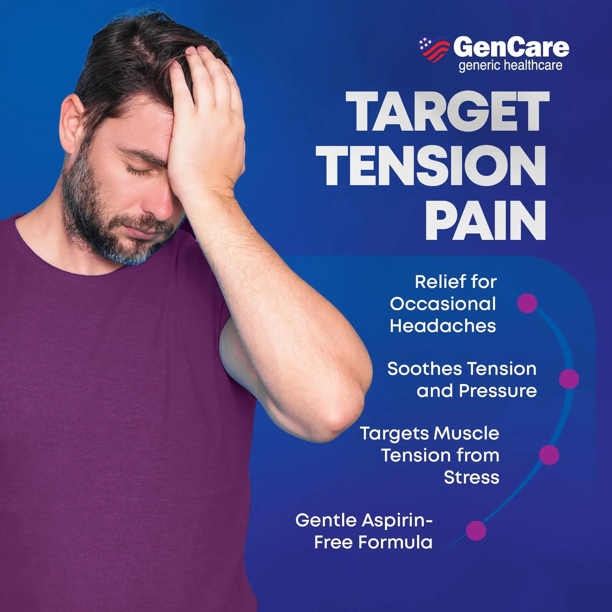 GenCare - Tension Headache Relief Pain Reliever with Acetaminophen 500 mg & Caffeine 65 mg (200 Caplets) Best Value Bulk Extra Strength for Head, Migraine, Joint Pain & Body Ache Relief Medicine GenCareBuy Supplements Australia