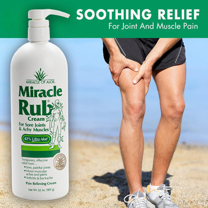 Miracle of Aloe Miracle Rub Pain Relieving Cream 32 oz, Fast & Effective Relief for Arthritis, Muscle, and Joint Pain - Maximum Strength UltraAloe Formula, Topical Analgesic Miracle of AloeBuy Supplements Australia
