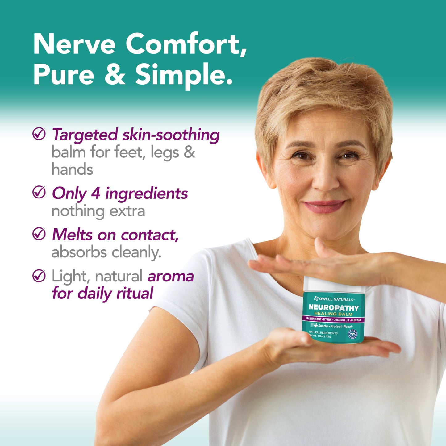 OWELL NATURALS Neuropathy Healing Balm, Fast Acting, with Frankincense, Myrrh, Coconut Oil & Beeswax, Natural Ingredients – Soothe, Protect & Repair, 4 oz (Pack of 1) Owell NaturalsBuy Supplements Australia