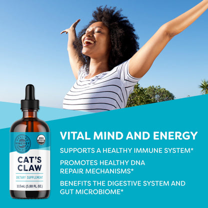 Vimergy USDA Organic Cat’s Claw Liquid – Provides Antioxidant Support* – Benefits The Immune System* – Vegan, Gluten-Free, Non-GMO – 57 Servings (115 mL)