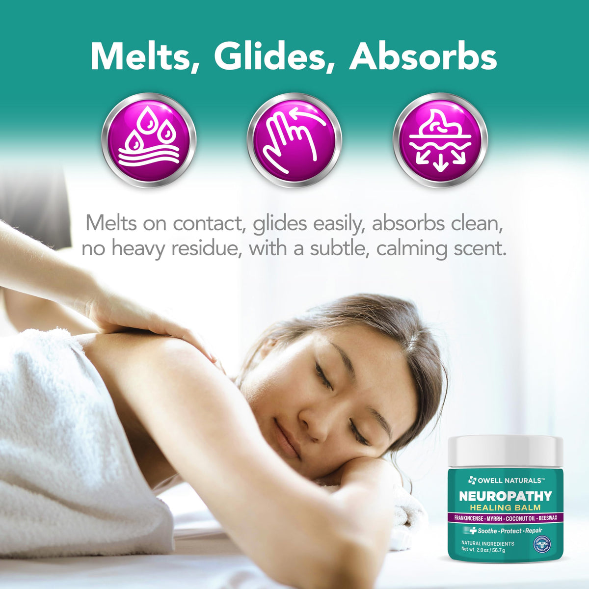 Owell Naturals Neuropathy Balm for Feet, Muscles & Joints – Long Lasting Comfort Formula with Frankincense, Myrrh, Coconut Oil, Beeswax – Fast Absorbing Botanical Skin Care, 2 oz Owell NaturalsBuy Supplements Australia