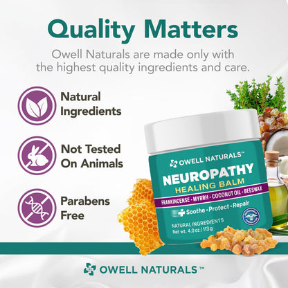 OWELL NATURALS Neuropathy Healing Balm, Fast Acting, with Frankincense, Myrrh, Coconut Oil & Beeswax, Natural Ingredients – Soothe, Protect & Repair, 4 oz (Pack of 1) Owell NaturalsBuy Supplements Australia
