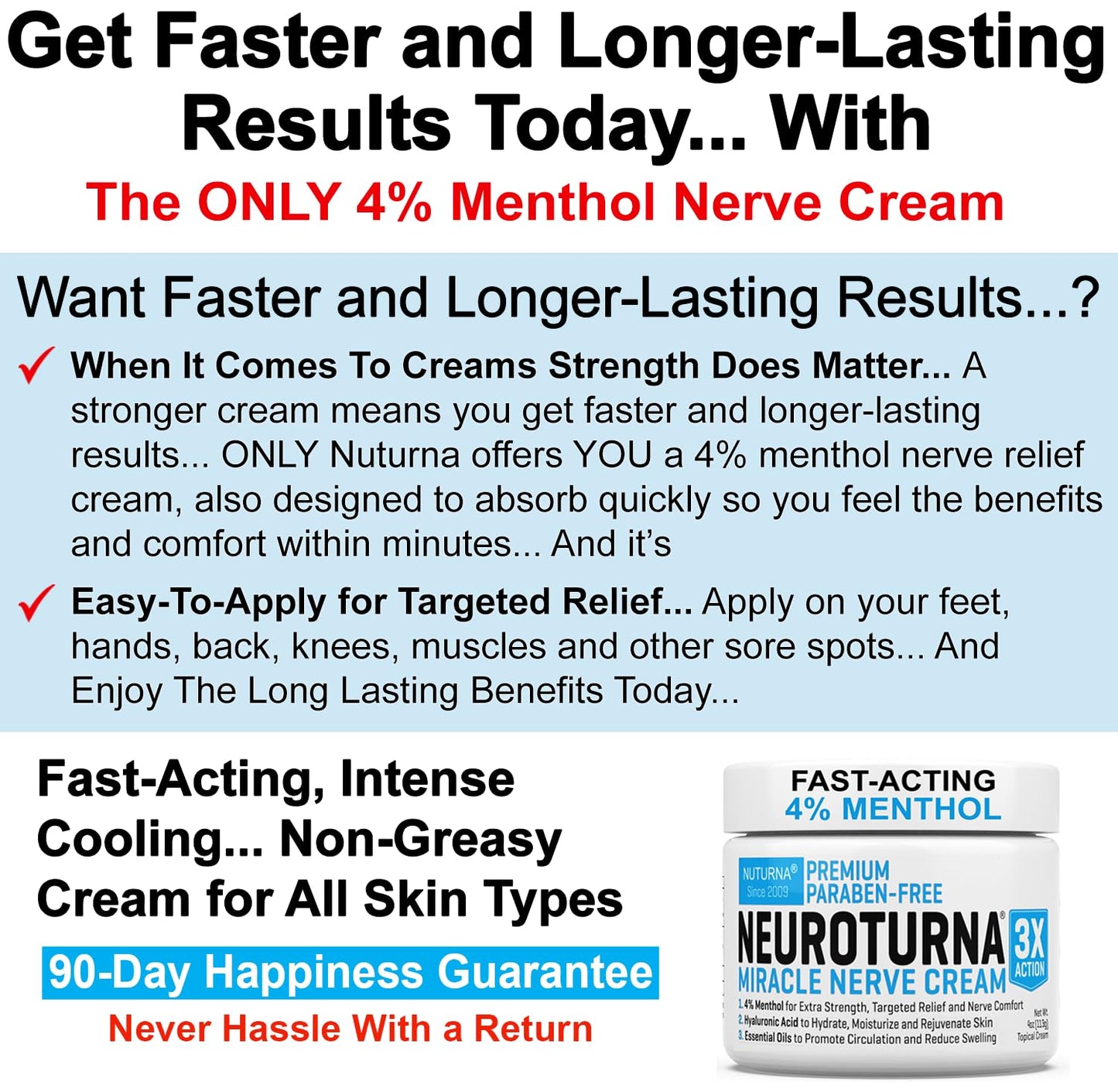 Neuropathy Nerve Relief Cream - Premium Nerve Cream 3X Action for Targeted Relief and Soothing Nerve Comfort - Maximum Strength with 4% Menthol Arnica MSM for Feet Hands Legs Toes & Back - Large 4 Oz NuturnaBuy Supplements Australia