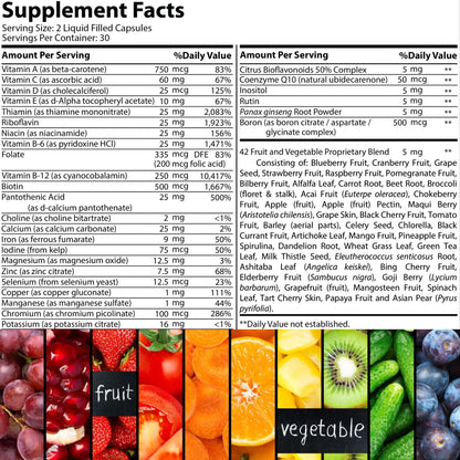Iman Vitamins Halal Complete Multivitamin Capsules for Adults Men & Women | 42 Fruit & Vegetable Blend Iman Vitamins