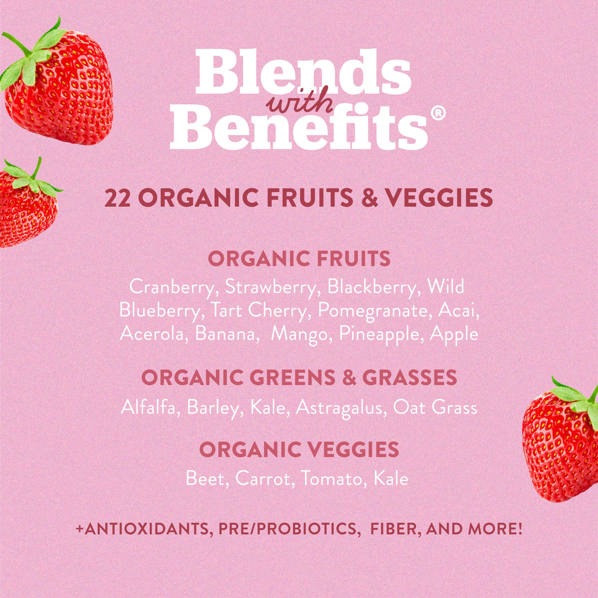 360 Nutrition Blends with Benefits Reds & Superfoods for Natural Antioxidants and Polyphenols, with Fruits & Veggies, Probiotics Digestion, Daily Energy - Berries & Cream - 30 Servings 360 NutritionBuy Supplements Australia