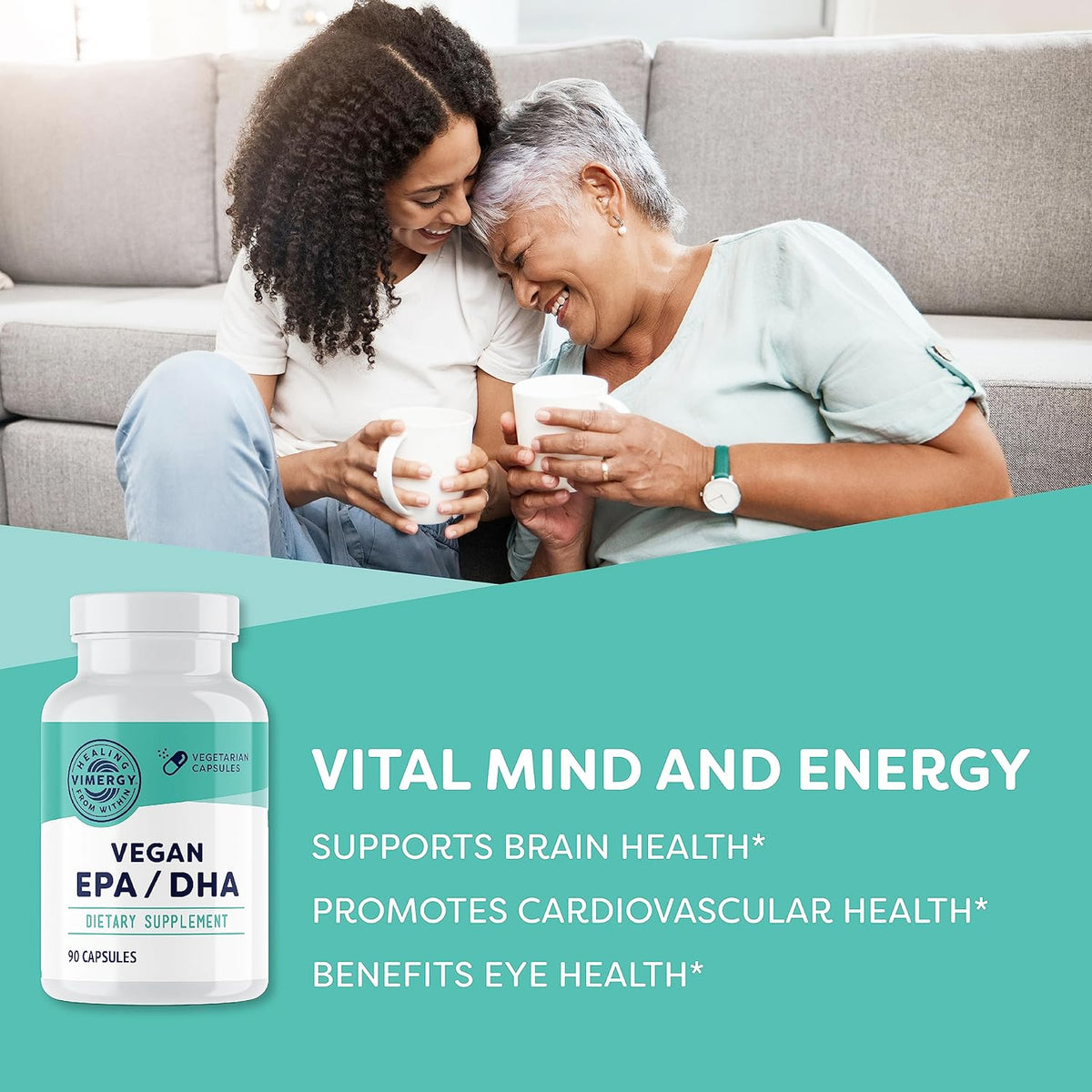 Vimergy EPA/DHA – Promotes Brain & Eye Health* – Supports Joints & Cardiovascular Health* – Kosher, Vegan & Gluten-Free – 90 Capsules