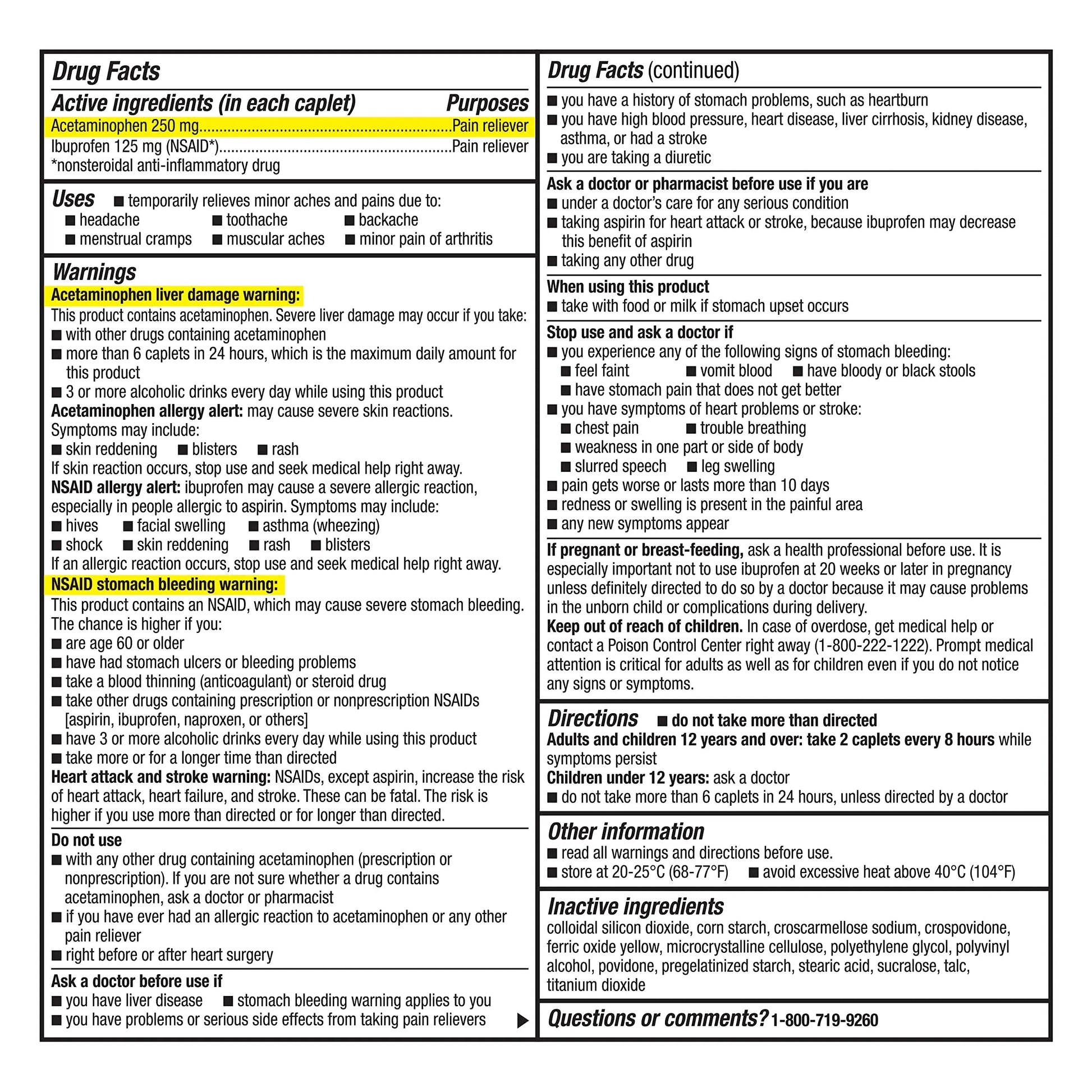GoodSense Dual Action Acetaminophen 250 mg and Ibuprofen (NSAID) 125 mg Tablets, Pain Reliever for Headache Relief, Arthritis Pain Relief and More, 144 Count GoodSenseBuy Supplements Australia