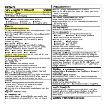 GoodSense Dual Action Acetaminophen 250 mg and Ibuprofen (NSAID) 125 mg Tablets, Pain Reliever for Headache Relief, Arthritis Pain Relief and More, 144 Count GoodSenseBuy Supplements Australia