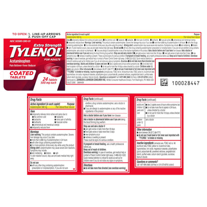 Tylenol Extra Strength Pain Reliever & Fever Reducer, Round Coated Tablets, 500 mg Acetaminophen Pain Relief Pills for Headache, Toothache & Minor Arthritis Pain, 24 ct TylenolBuy Supplements Australia
