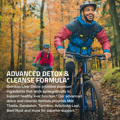 Bronson Liver Detox Advanced Detox & Cleansing Formula Supports Health Liver Function with Milk Thistle, Dandelion Extract, Turmeric, Artichoke Leaf & More, Non-GMO, 60 Vegetarian Capsules